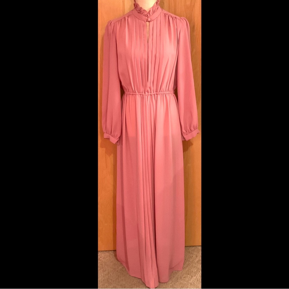 Vintage pink pleated ruffle maxi dress - EUC - Picture 4 of 4